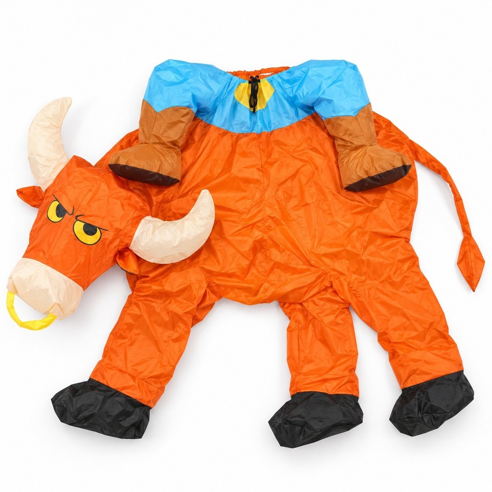Funny Costumes Inflatable Bull Riding Costume Rodeo Rider Adult Orange Blow Up - Picture 3 of 4